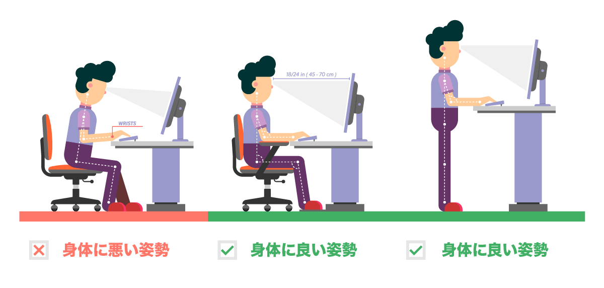 理想的なデスクの高さに設定できる
